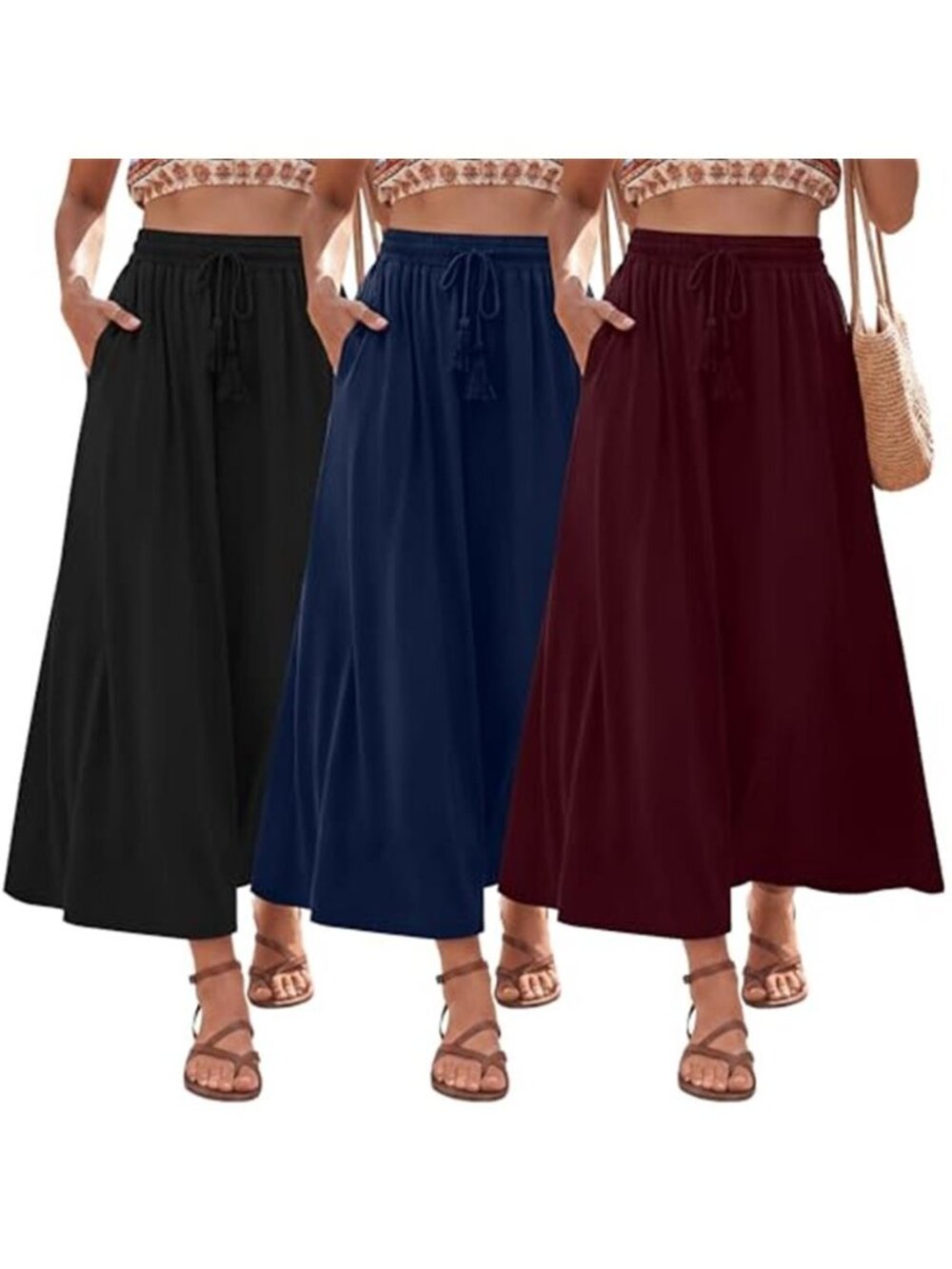 3 Pack Women's Maxi Long Skirts